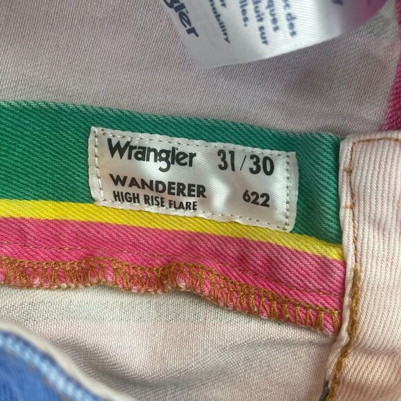 Wrangler Jeans Women 31 (32x29) Multicolor Striped Wanderer 622 High Rise Flare - Picture 3 of 16